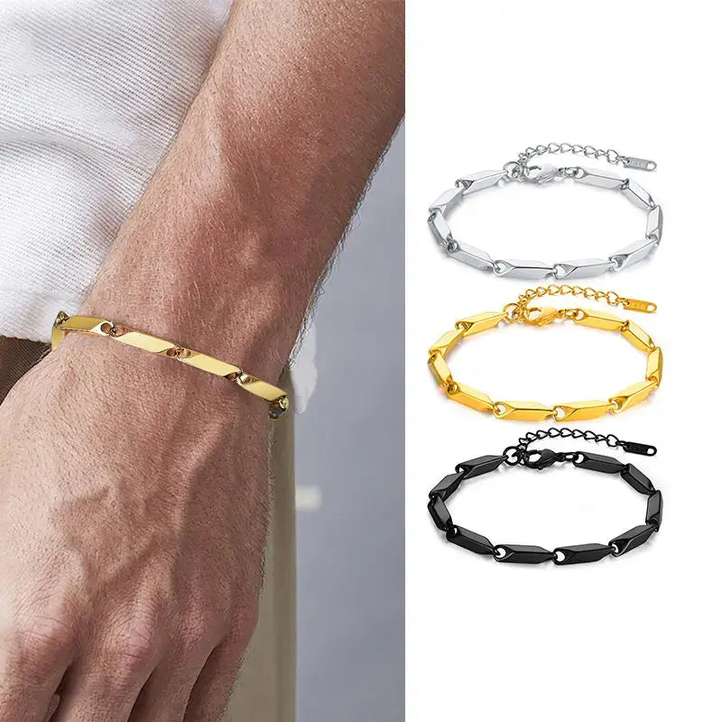 Gold Black Bar Bracelet