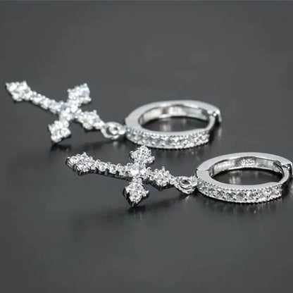 Crystal Cross Earrings