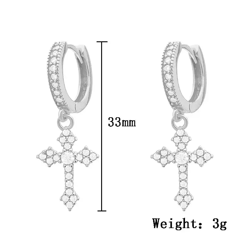 Crystal Cross Earrings