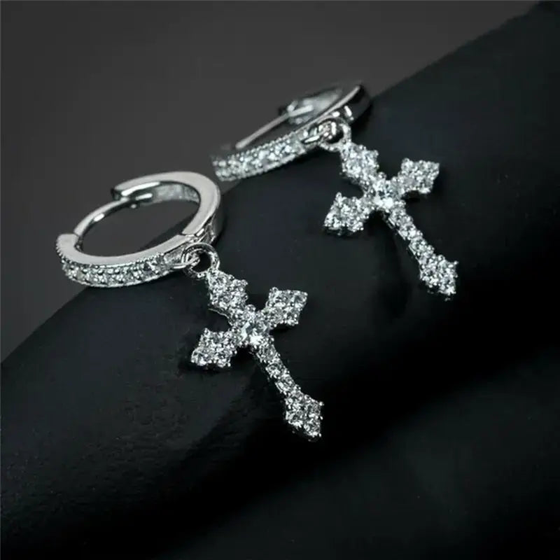 Crystal Cross Earrings