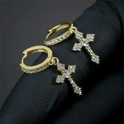 Crystal Cross Earrings